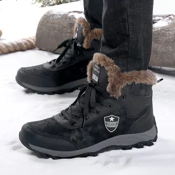  2019 jaunu vīriešu rudens un ziemas zābaku modes sniega zābaki, silts plīša apavi āra apavi kurpes vīriešu čības roku darbs