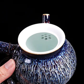  360ml Krāsns Maiņa Tianmu Glazūru Tēju izgatavošanas Pot Sadzīves Sānu Rokturis Pods Ar Filtru Keramikas Kung Fu Tējas Komplekts Tējas Ceremonija Dāvanu
