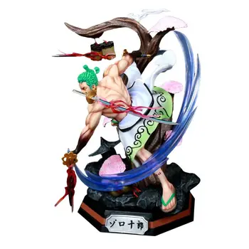  39CM Anime Skaitlis Viens Gabals GK Kimono Roronoa Zoro Santoryu Kaujas Statuja Rīcības Attēls Modelis Kolekcijas Rotaļlietas Attēls Apdare