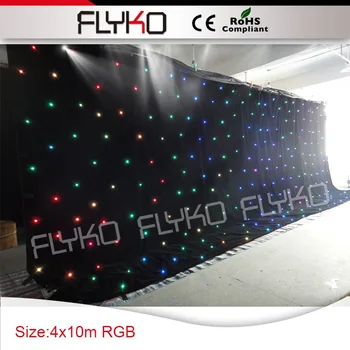  4*10m profesionālās piegādātājs RGB 3in1 LED zvaigžņu auduma apdare party nakts