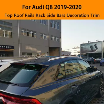  Audi Q8 2019-2020 Alumīnija sakausējums, Sudraba Top Jumta Sliedes Bagāžniekam Sānu joslas Apdare, Apdares Auto Piederumi