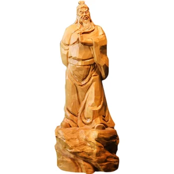  Boxwood 18 cm Guan Gong Skulptūru Feng Shui Trīs Karaļvalstij Koka Statuju Kolekcija Bagātības Dievs Guanyu Mājas Dekoru