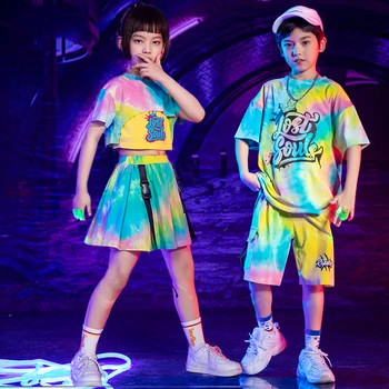  Bērniem Hip Hop Deju Apģērbu Modes Multicolor Uzvalkā ar Īsām Piedurknēm Vasaras Zēni Ielu Dejas Džeza Sniegumu, Apģērbu Meitenēm BL6064