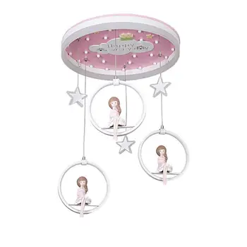  Bērnu istabas lustra, zēns, meitene Princese guļamistaba lampas Ziemeļvalstu karikatūra mūsdienu vienkāršu acu aizsardzība rozā apgaismojums