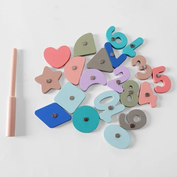  Bērnu Montessori Jēdziens Izglītības Koka DIY Jigsaw Puzzle Magnētisko Tangram Digitālā Krāsu Grafikas Izziņas Izdevums Rotaļlietas