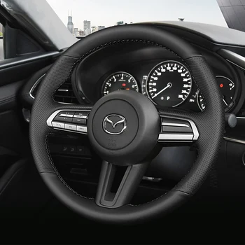  DIY ādas roku sašūtām stūres rats segumu Mazda 3 onxeira CX-4 Atenza CX-5 CX-30