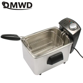  DMWD Electric Fryer Mājsaimniecības Viena cilindra termostats nav dūmu 3L vistas kartupeļi mašīna modes režīmā Nonstick pan Iekšējās tilpnes