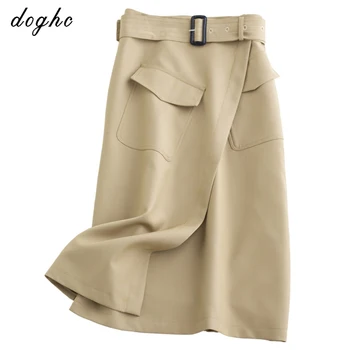  DOGHC Minimālisms 2022 Jaunu Vieglo Luksusa Modes Apģērbi Eleganti Svārki Sieviešu Vidū-garums Cietā Biroja Dāma Taisni A-lineW26Q9778