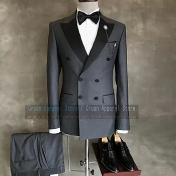  Dubultā Krūtīm, Vīriešu Uzvalku Komplekts Slim Fit Balli Kāzu Uzvalki Līgavainim Maksimālā Atloks, Žakete ar Biksēm 2gab Laulības Smokings Apģērbi