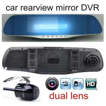  Dubultā objektīva Auto Atpakaļskata Spogulī, DVR Dash Cam HD 1080P 4.3