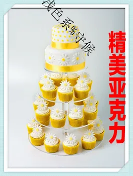  Eiropā tipa noņemams akrila 4 līmeņu kūka tornis kāzu kūka rotājumi eksponāti akrila cupcake stāv