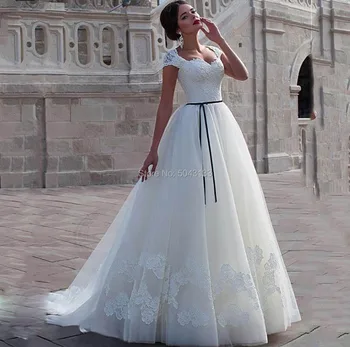  Elegants Mežģīņu un Tilla Kāzu Kleitas 2019 Mīļotā Vāciņu Piedurknēm Grīdas Garums Līgavas Kleitas ar Vērtnes Boho Vestido De Noiva