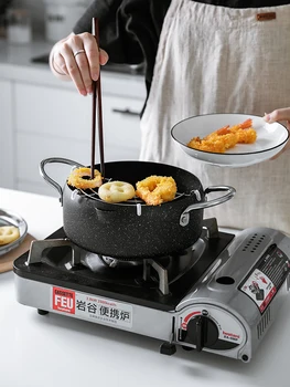  Japāņu tempura eļļas katlā filtrs plaukts sadzīves mazo oiler katlā virtuvē cooking pot dziļi ceptiem ēdieniem pan oilcan