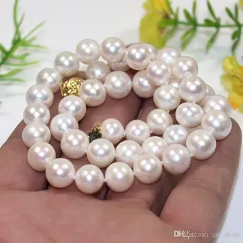  Jaunā sieviešu dāvanu AAA 9-10mm balta saldūdens kultivētās pērles kaklarota s188