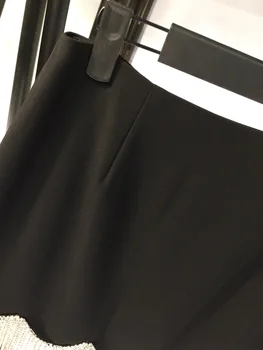  Jaunās dāmas ir 2021. modes sexy tīrtoņa krāsas rhinestone pušķis-line maz melnā puse svārki 1216