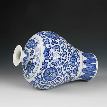  Klasiskās Tradicionālās Ķīniešu Zilā un Baltā Porcelāna Vāze Jingdezhen Antikvariāts Mājas Apdare Roku Apgleznoti Keramikas Ziedu Vāze