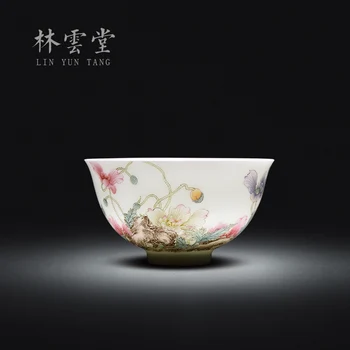  Krāsotas Yu Meiren emaljas Master Cup vienu tasi Jingdezhen roku darbs keramikas imitējot Qianlong tējas tasi Qing Dynasty