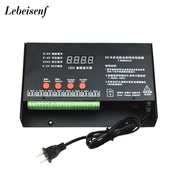 LED kontrolieris T-8000AC SD Karti kontrolierim WS2801 WS2811 LPD8806 8192 Pikseļi DC5V ūdensizturīgs Ūdensnecaurlaidīgs kontrolieris AC110-240V