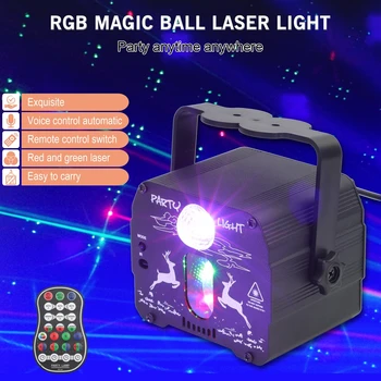  LED lāzera posmā projektoru RGB puse indikators USB uzlādējams ar tālvadības pulti piemērots DJ naktsklubs puse sniegumu