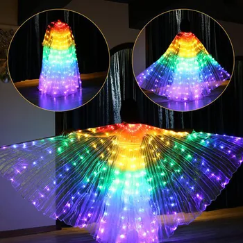  LED Tauriņa Spārni Vēdera Deju Tērpi Kvēlojošs Darbības Apģērbu Eņģelis Isis Wings ar Teleskopiskās Nūjas 360 Grādiem
