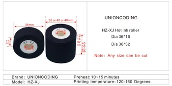  Melns Diametrs 36mm Augstums 32mm cieto tintes rullis kodēšanas iekārtas, lai pirnt datums un numurs