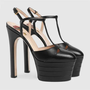 Modes Sandales 16cm Papēža Augstums Apaļa Galva Matching Ūdensizturīgs Platformas augstpapēžu kurpes Banketu, Kāzu Kurpes Apavi