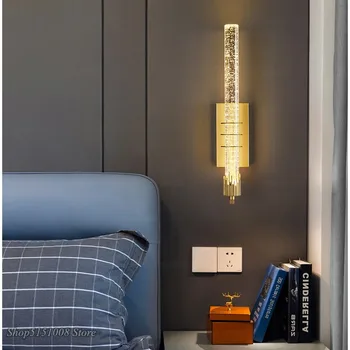  Mūsdienu Gaismas luksusa kristāla LED sienas lampa radošo ilgi sloksnes dzīvojamā istaba fona sienas lampas dizains guļamistabas gultas sienas Gaismas