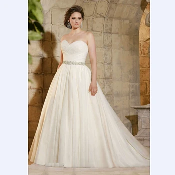 Plus Lieluma Ziloņkaula vestido de noiva 2018 Elegants, Liela Izmēra Kārdinoša Līgavas Plisēt Mīļotā Līnija Līgavas Kleita līgavas māsa kleitas