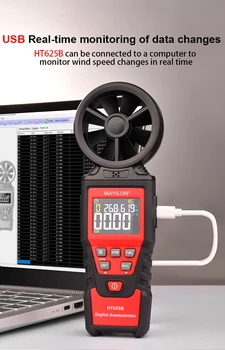  Profesionālās HT625B vēja ātruma sensors multi-function anemometer ar USB savienojumu MAYILON