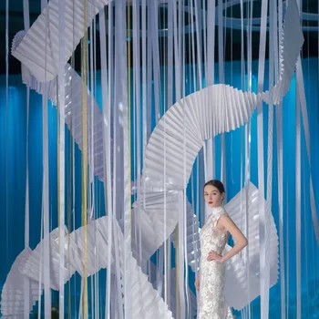  Radošā gofrēts papīrs kāzu fona dekorēšana, kāzu skatuves izkārtojums aksesuārus origami modelēšana papīra logu viļņotas papīra