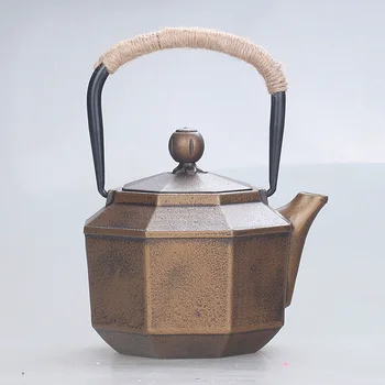  Roku darbs Japānas vecās čuguna tējkanna astoņstūra zelta non-coated Kung Fu tējkanna water kettle drinkware tējas katlā 0.85 L