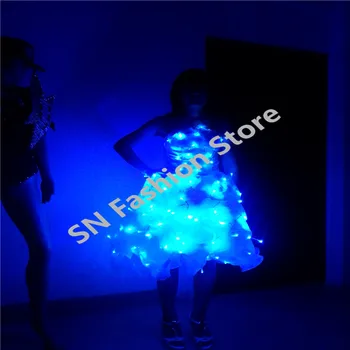  SN79 LED gaismas tērpus baleta svārki balles deju dziedātāja cosplay kleita krūšturis posmā bārs puse dj sexy nēsā disko dejotājs catwalk
