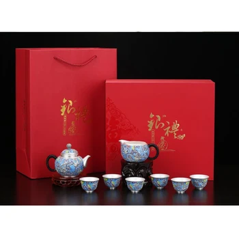  Sudraba pot 999 sudraba roku darbs tējas kopumu Japāņu retro tējkanna tējkanna mājās tējas ceremonija Kungfu tējas komplekts 180ml