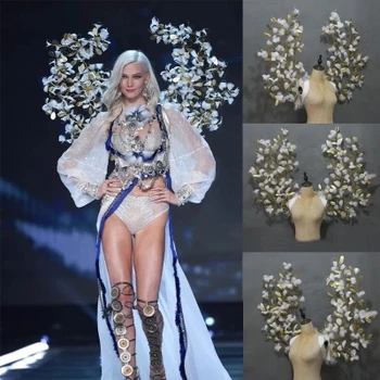  Tērpā Zelta lapām spalvu angel wings for Fashion show Displays kāzu fotografēšanas aksesuārus spēli Cosplay kostīmu pieaugušo eņģeļa spārna