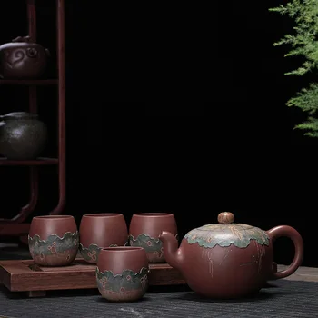  Violeta Dubļus Lotosa Lapu Pearl Hand-made Violeta Smilšu Pot Vairumtirdzniecības Dekorēts Dubļu Krāsošana Teaware Rūpnīcas Tiešā Pārdošana