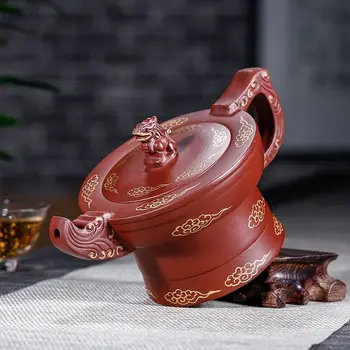  Yixing Violetā Māla Pods Izejvielu Raktuvēs Dahongpao Roku Zelta Wolong Xiangyun 270ml Tējkanna Tējas Komplekts Kung Fu Tēju Komplekts