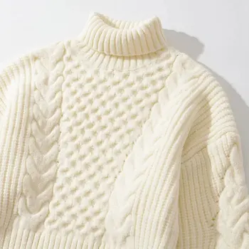  Za Sieviešu Džemperis Jaunais Gads 2022. Gada Ziemas Augstu Uzrullētu Apkakli Adīšanas Džemperis Sieviešu Vintage Džemperis Ar Garām Piedurknēm, Sieviešu Džemperi Ikdienas Topi