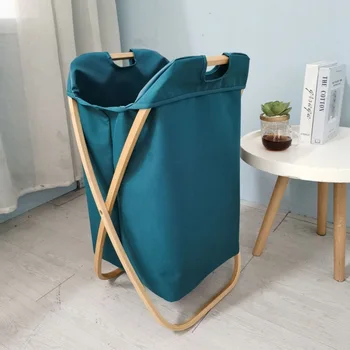 Ziemeļvalstu bambusa auduma salokāmo veļas grozā mūsdienu vienkāršas vannas istaba organizators nodilumizturīga elpojošs sadzīves uzglabāšanas kaste