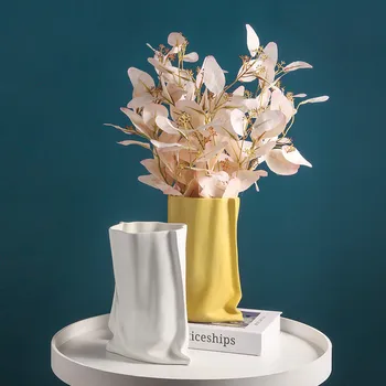  Ziemeļvalstu keramikas mākslas vāze apdares mājās Radošo Morandi Krokas vāzes dzīvojamā istaba dekori florero galda rotājumu žāvētu ziedu jarron