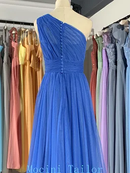  Zilā Šifona ilgi līgavas kleita 2022 dažādu rk jaunu, jauku viena-pleca Ielocēm luckgirls Pielāgojama modes mocini tailor