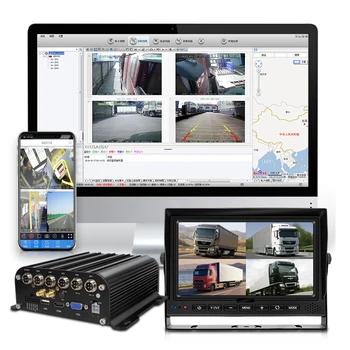  Auto Melnā Kaste 4 Kamerām Ar 7 Collu VGA Monitors Attiecībā uz lielas Celtspējas / Kravnesības Transportlīdzekļu Atbalsta 128G SD un 2T HDD 4CH 4G MDVR