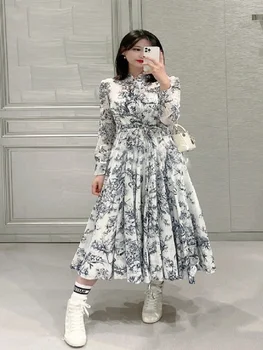  Big-vārds vasaras kokvilnas 3D drukāšanas gadījuma sieviešu apģērba kroku kleita 2021New dāmas augstas kvalitātes liela garums puff svārki krūšturis