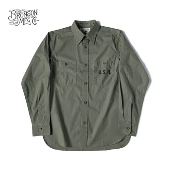  Bronson otrā pasaules KARA U. S. N. N-3 Lietderība Krekls Vīriešu Militārā Vintage 6.5 oz. Vienkāršā Kokvilnas Ikdienas Krekli