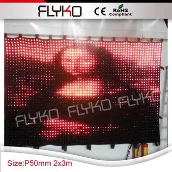  Elastīga 2x3m P50mm led video aizkaru mīksta led auduma disco fons ar lidojuma gadījumā