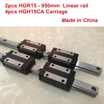  HGR15 lineārie guide rail: 2gab HGR15 - 950mm + 4gab HGH15CA lineāro grupu pārvadājumi CNC daļas