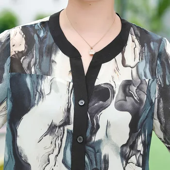  Kleita Xiangma Vasaras Šifona īsām piedurknēm T-krekls ir 2021.