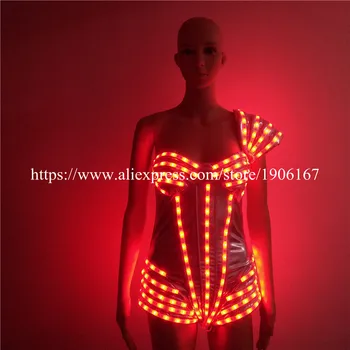  Krāsains LED Gaismas Sexy Puse Kleita indikators Mirgo, Balles Tērpu, Deju apģērbi Sievietēm, Led Gaismas Drēbes