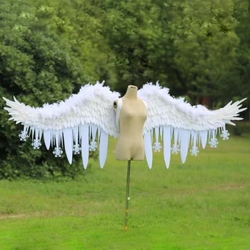  Luksusa Milzu Eņģeļa Spalvām Spārnu Modelis Rādīt Piederumus Radošo Roku Spalvu Oversleeve apģērba Piederumus, Roku spārniem Dzidri Balts