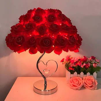  Romantisks Rožu Ziedi Nakts Gaisma Gultas, Galda, Galda Lampa, Mājas Kāzu Puse, Apdares Llighting Gif Mīļotājiem Draugiem