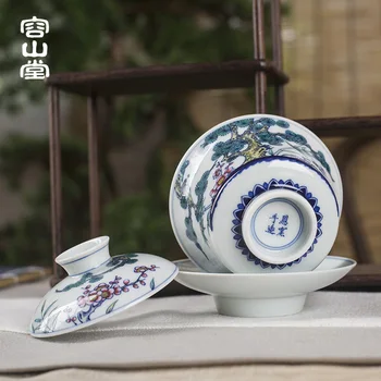  RongShan zālē krāsu spainis tilpums krāsns tureen rokasgrāmata trīs tases tējas bļodā master cup jingdezhen keramikas kauss